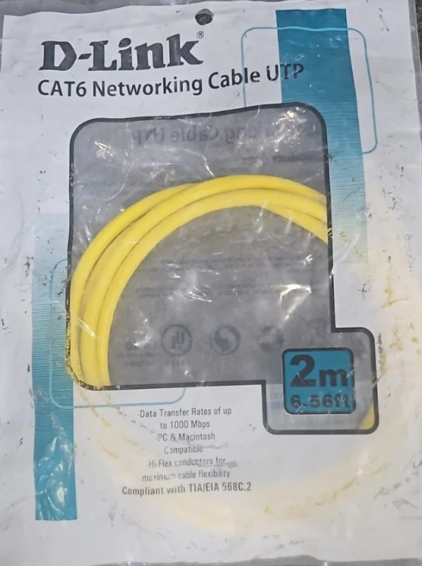 D-Link CAT6 2M Yellow Patch Cord UTP