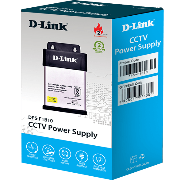d link dps f1b10 cctv single output 10a power supply