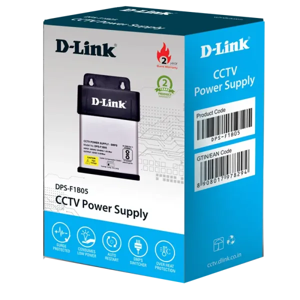 D-Link Single Output 5A CCTV Power Supply Metal - DPS-F1B05