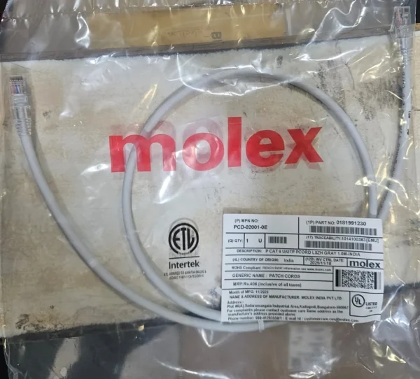 Molex CAT6 1M Gray Patch Cord UTP